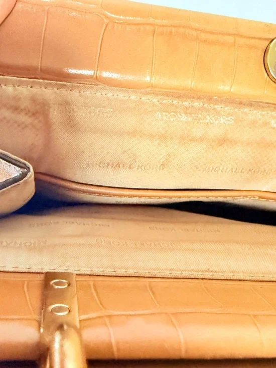 Michael Kors Gramercy Medium Acorn Leather Satchel - Croc Trim - Picture 10 of 14